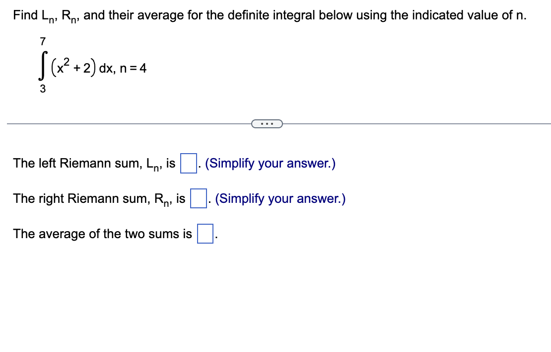 Find L n , R n , and their average for the