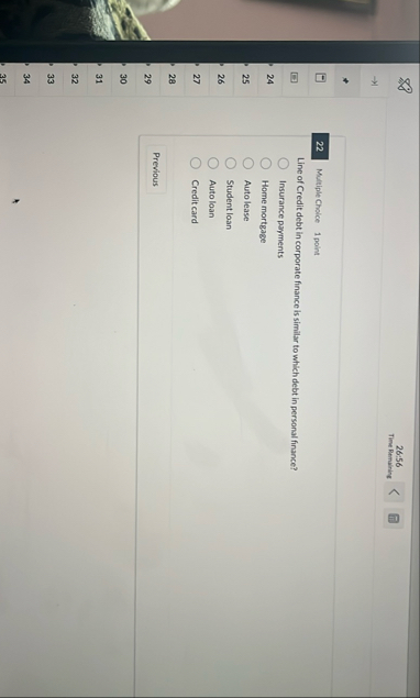 2 6 : 5 6 Time Remaining Multiple Choice 1 point