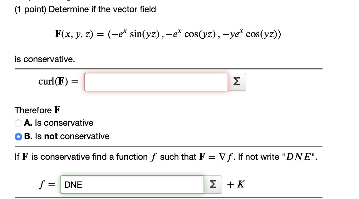 ( 1 point ) Determine i f the vector field F ( x