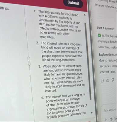 Submit The interest rate for each bond with a