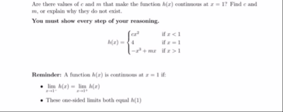 Are there values of c and m that make the