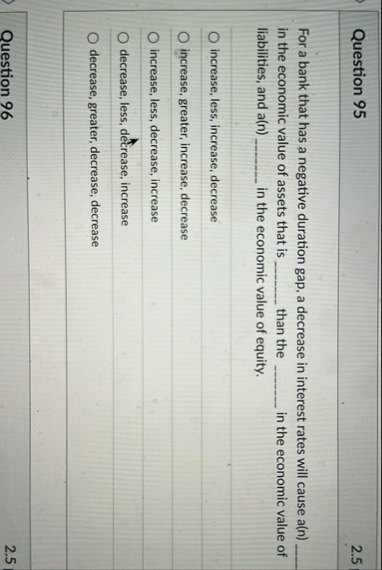 Question 9 5 2 . 5 For a bank that has a negative