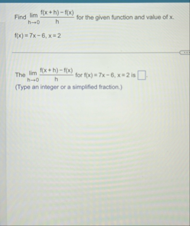 Find lim h 0 f ( x h ) - f ( x ) h for the given