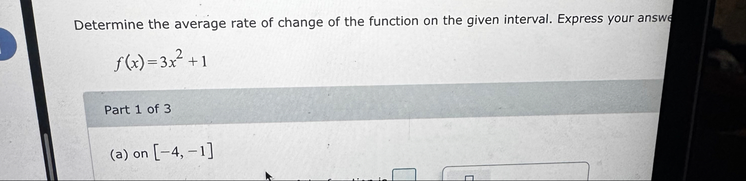 Determine the average rate of change of the