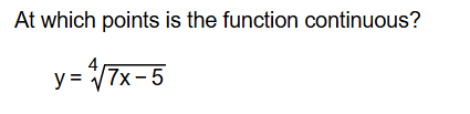 A t which points i s the function continuous? y =