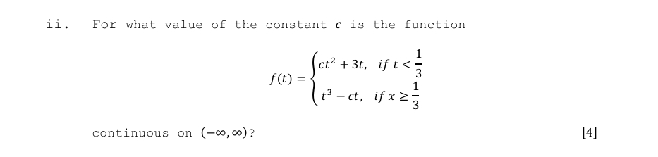 i i . For what value o f the constant c i s the