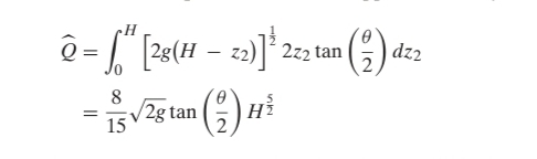 widehat ( Q ) = 0 H [ 2 g ( H - z 2 ) ] 1 2 2 z 2