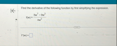 Find the derivative of the following function by