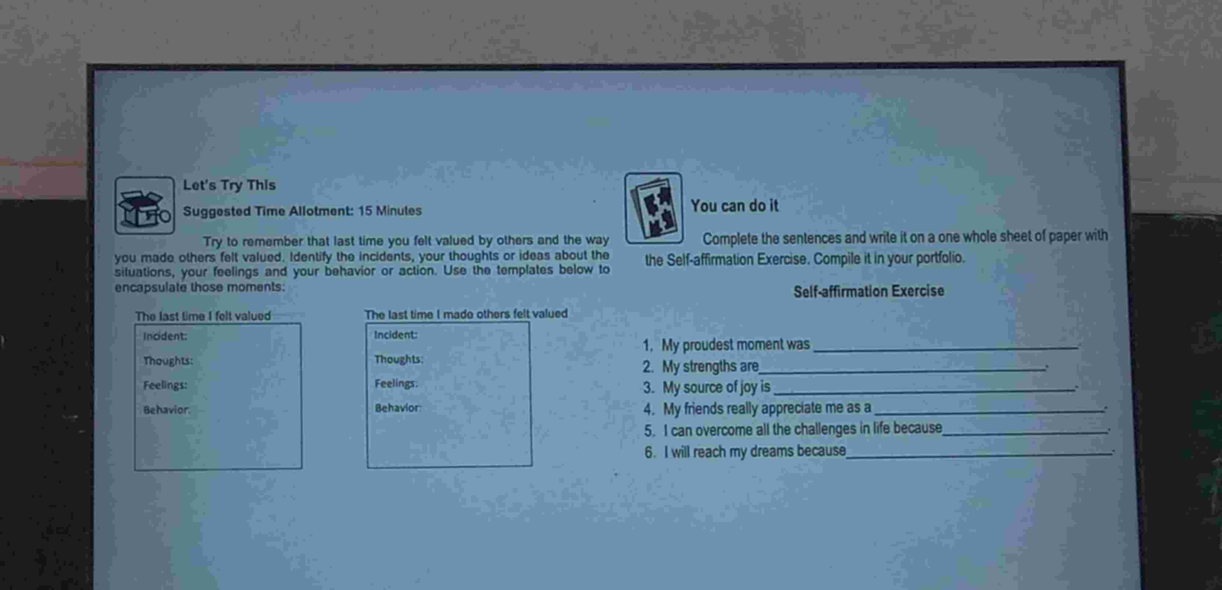 Let's Try This Suggested Time Allotment: 1 5