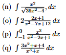 ( n ) x 2 3 6 x 2 - 1 2 , d x ( o ) 2 2 x + 1 x 2