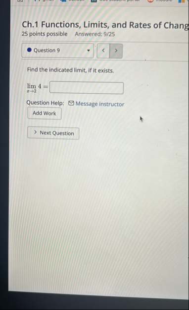 Ch . 1 Functions, Limits, and Rates of Chang 2 5