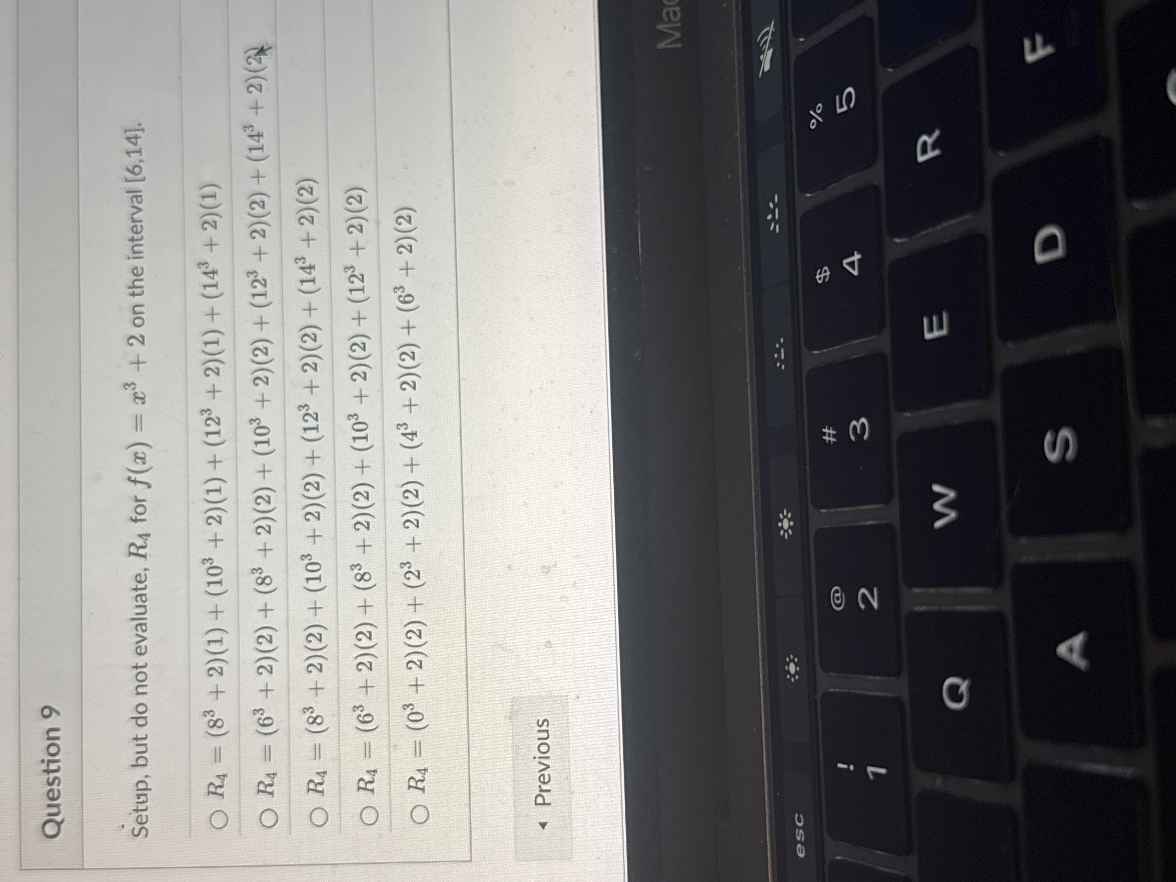 Question 9 Setup, but d o not evaluate, R 4 for f