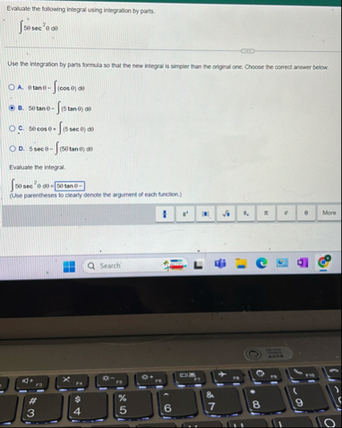 Evaluate the following integral using integration