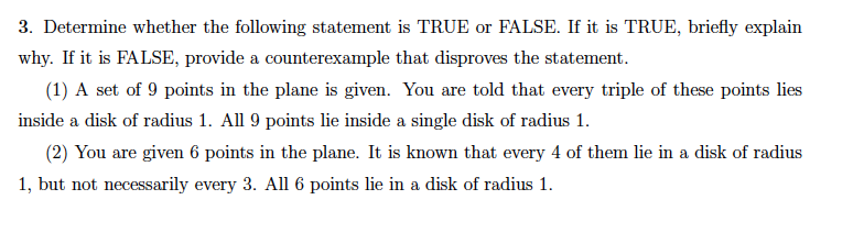 3 . Determine whether the following statement is