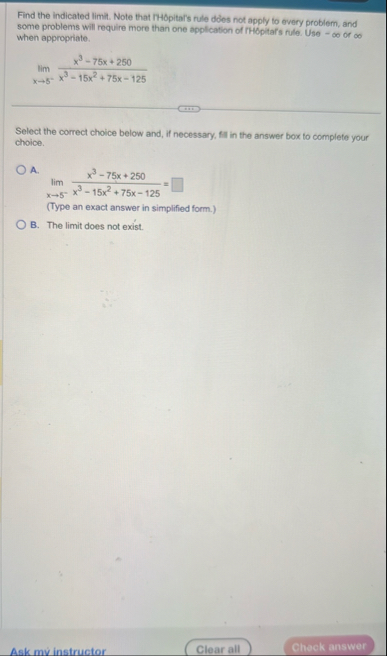 Find the indicated limit . Note that IHOpital's