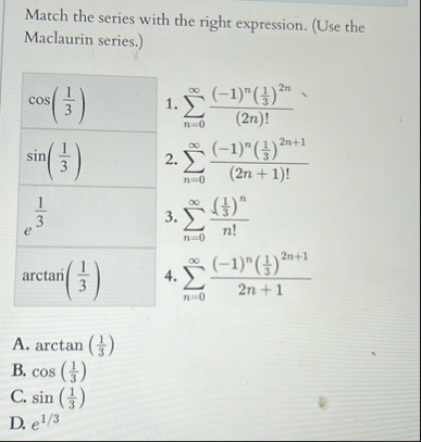 Match the series with the right expression. ( Use