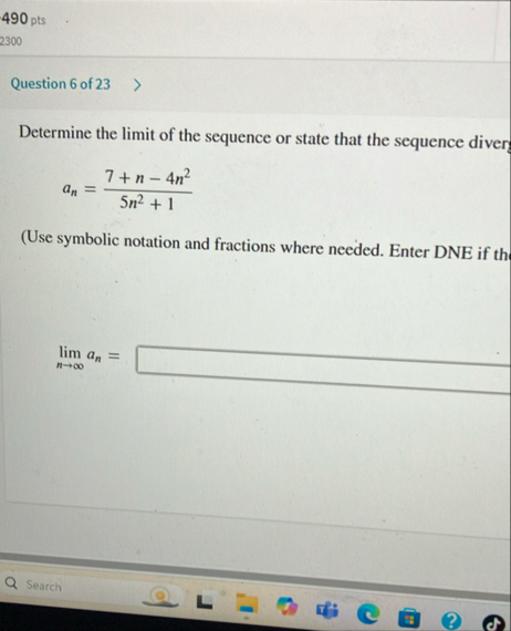 4 9 0 pts 2 3 0 0 Question 6 of 2 3 Determine the