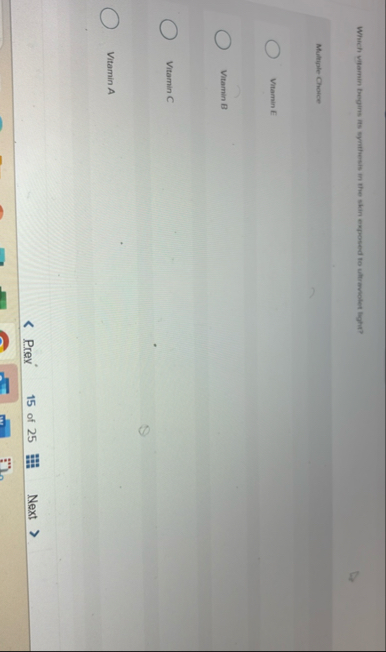 Which vitarim begins its eyrithesis in the skin