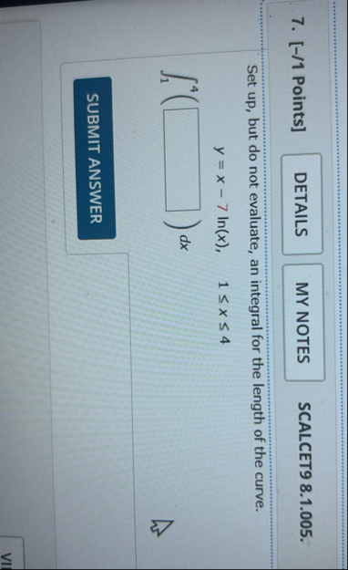 [ - / 1 Points ] SCALCET 9 8 . 1 . 0 0 5 . Set up