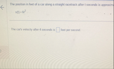 The position in feet of a car along a straight