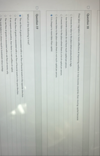 Question 1 8 Free labor migration is more