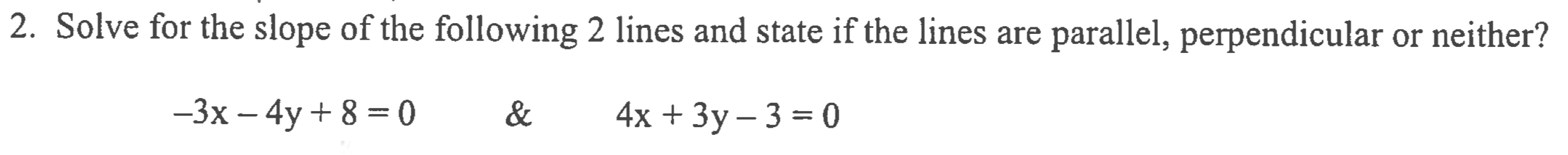 code class = "asciimath" > Solve for the slope of
