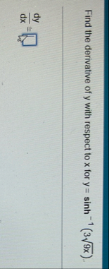 Find the derivative of y with respect to x for y