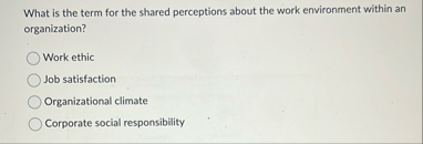 What is the term for the shared perceptions about