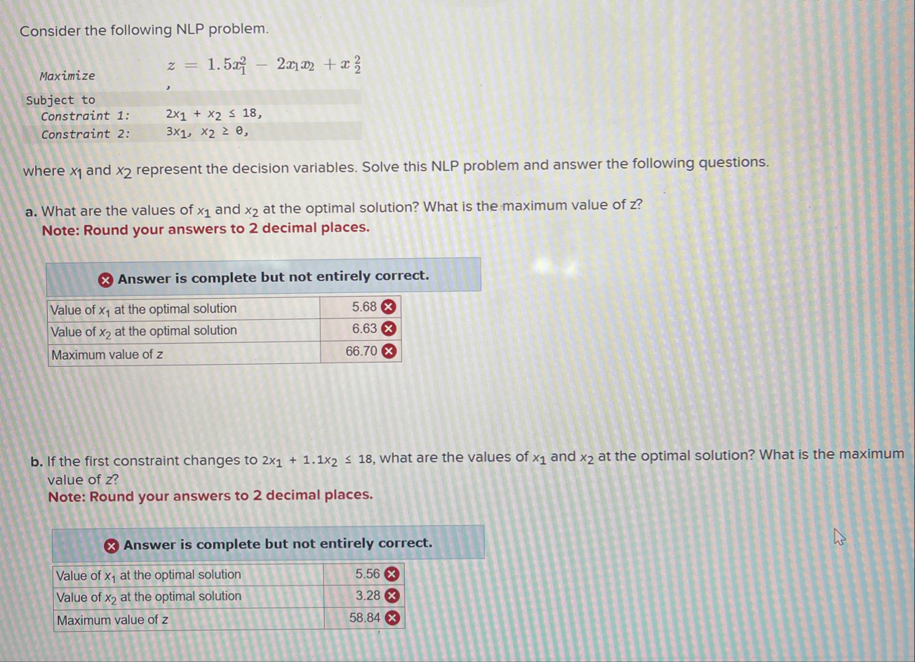 Consider the following NLP problem. Maximize z =