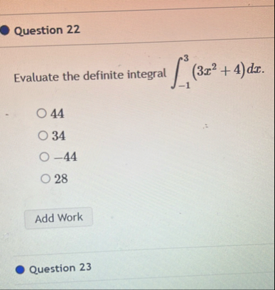 Question 2 2 Evaluate the definite integral - 1 3