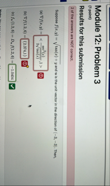 Module 1 2 : Problem 3 ( 1 point ) Results for