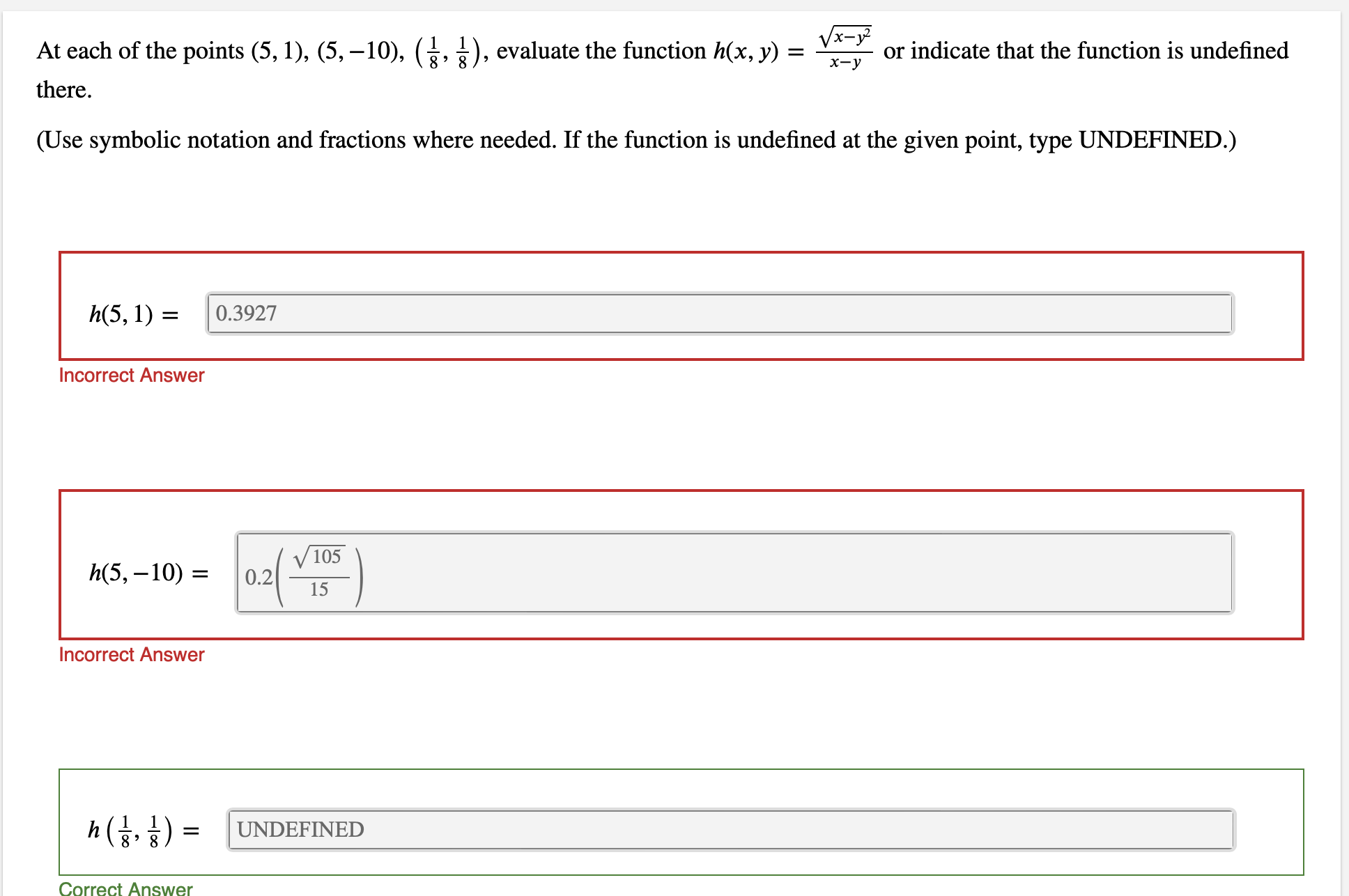 A t each o f the points ( 5 , 1 ) , ( 5 , - 1 0 )