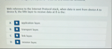 With reference to the Internet Protocol stack,