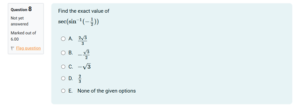 Find the exact value o f s e c ( s i n - 1 ( - 1