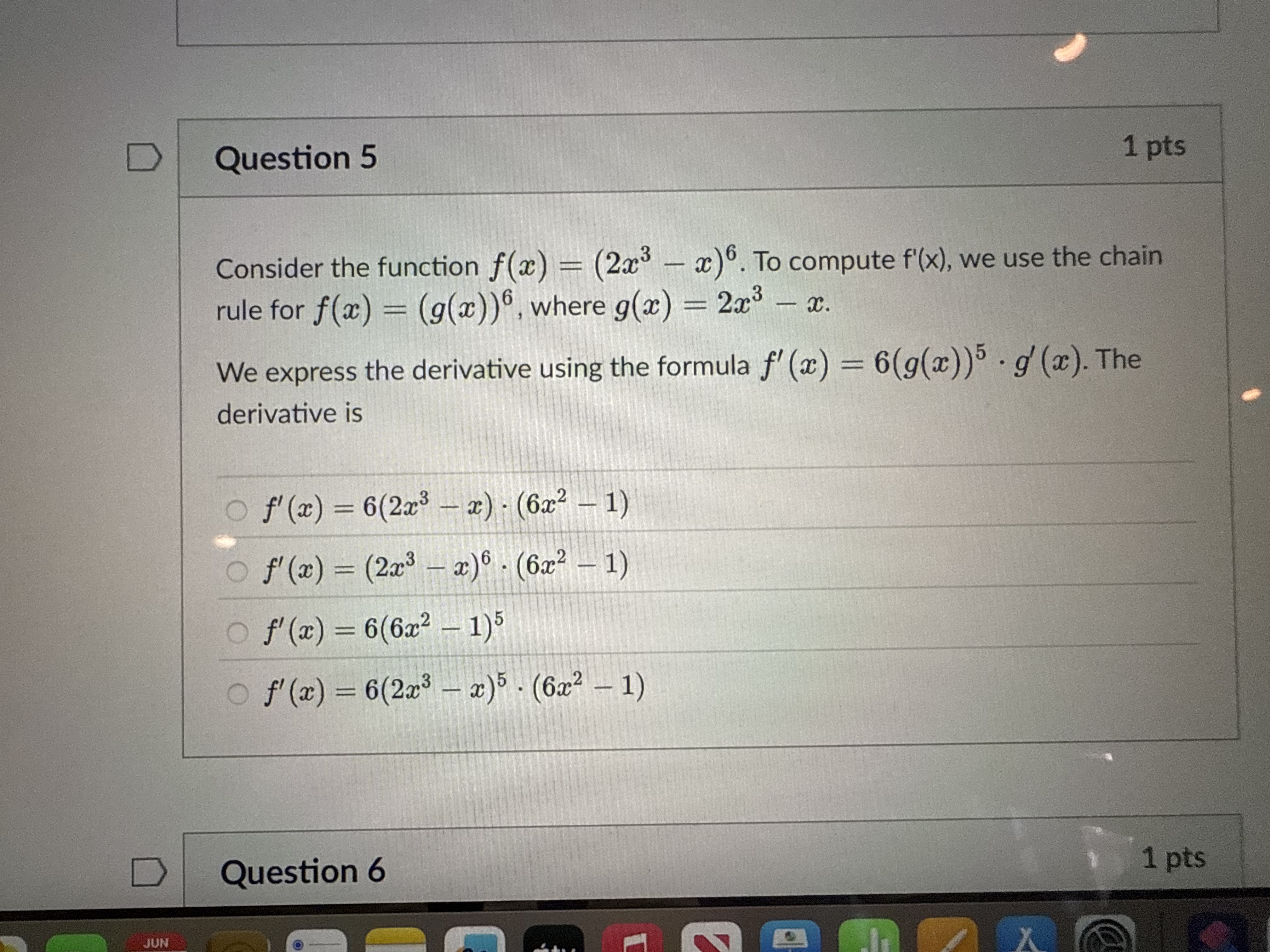 Question 5 Consider the function f ( x ) = ( 2 x