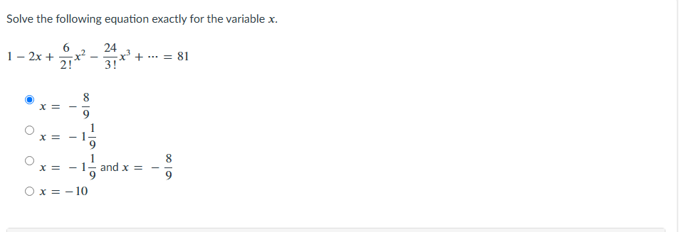 Solve the following equation exactly for the