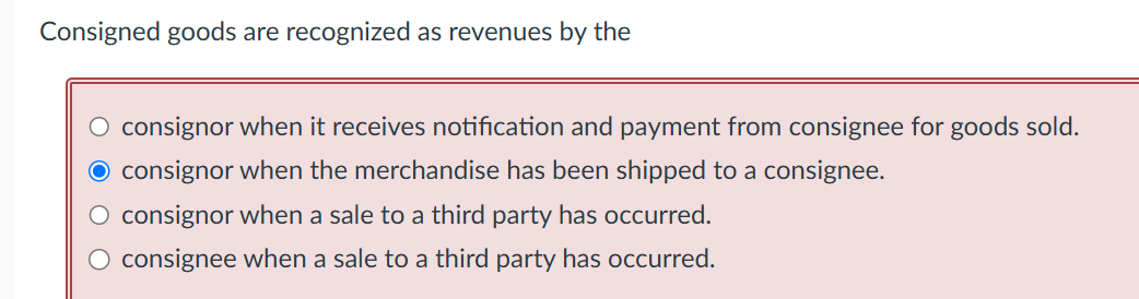 consignor when it receives notification and