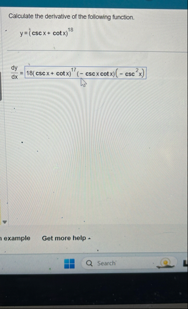 Calculate the derivative of the following