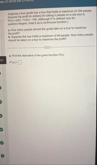 Suppose a tour guide has a bus that holds a