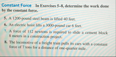 Constant Force In Exercises 5 - 8 , determine the