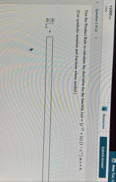 1 0 0 0 pts Dues: Tue, Jh 1 1 2 0 0 Resources