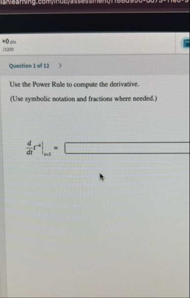 0 pts / 1 2 0 0 Question 1 of 1 2 Use the Power
