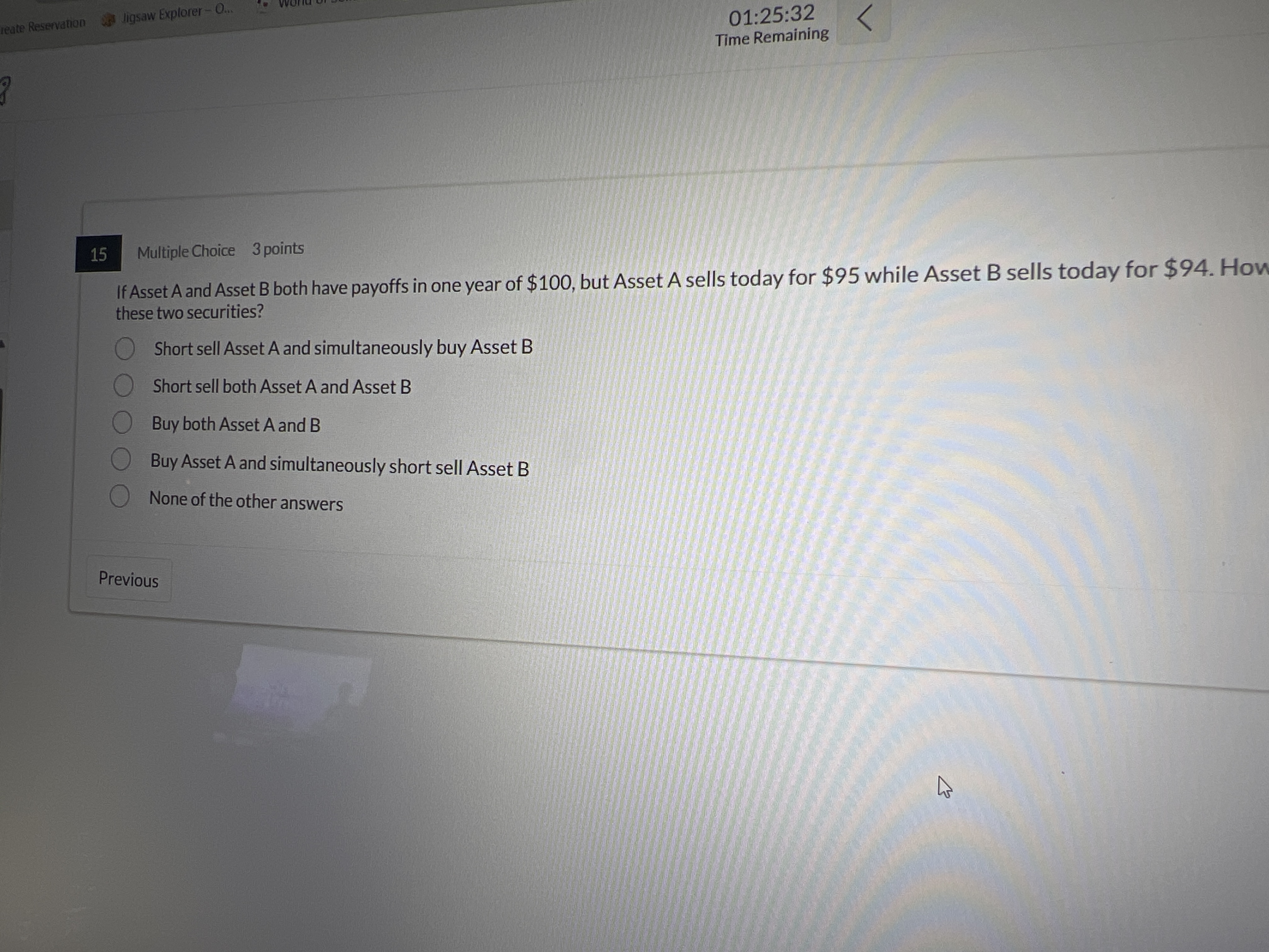 1 5 Multiple Choice 3 points If Asset A and Asset