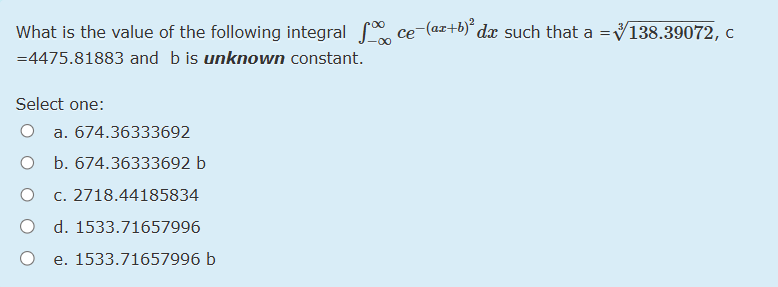 What i s the value o f the following integral - c