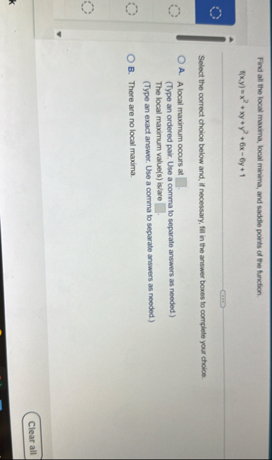 Find all the local maxima, local minima, and