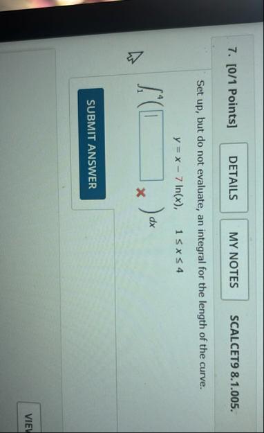 [ 0 / 1 Points ] SCALCET 9 8 . 1 . 0 0 5 . Set up