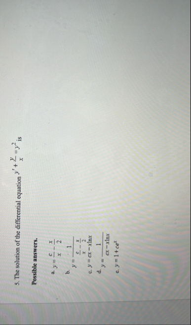 The solution of the differential equation y ' y x