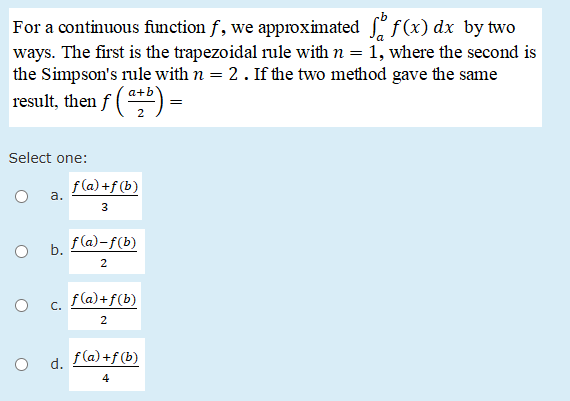 For a continuous function f , w e approximated a