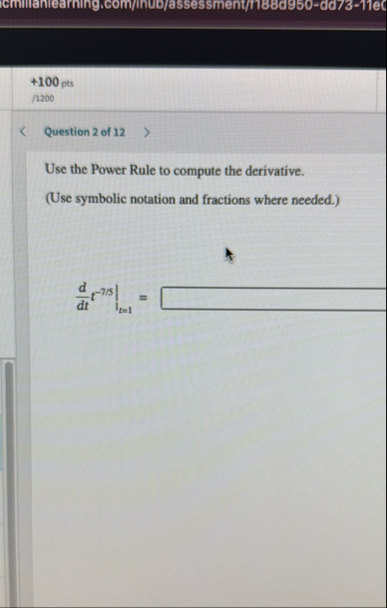 1 0 0 pts / 1 2 0 0 Question 2 of 1 2 Use the