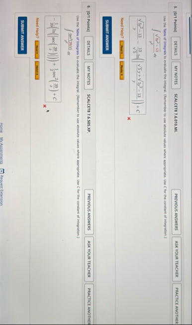 [ 0 / 1 Points ] SCALCET 8 7 . 6 . 0 1 0 . ML .
